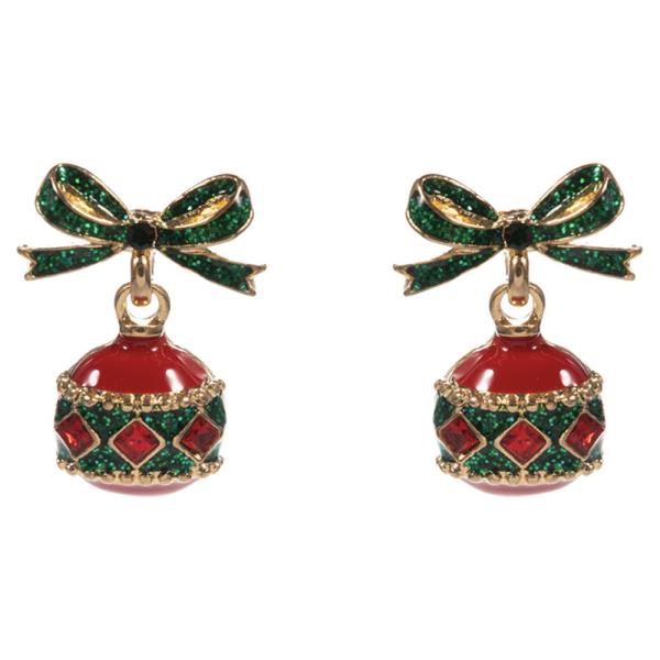 CHRISTMAS ORNAMENT SHAPED ENAMEL DROP EARRING