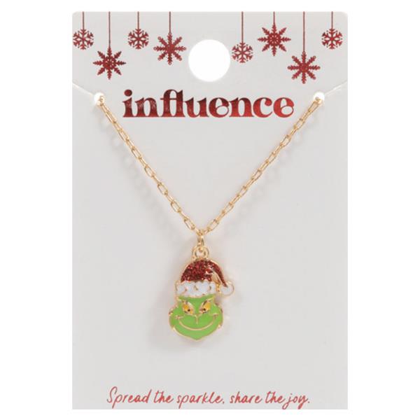 CHRISTMAS GREEN MONSTER PENDANT SHORT NECKLACE