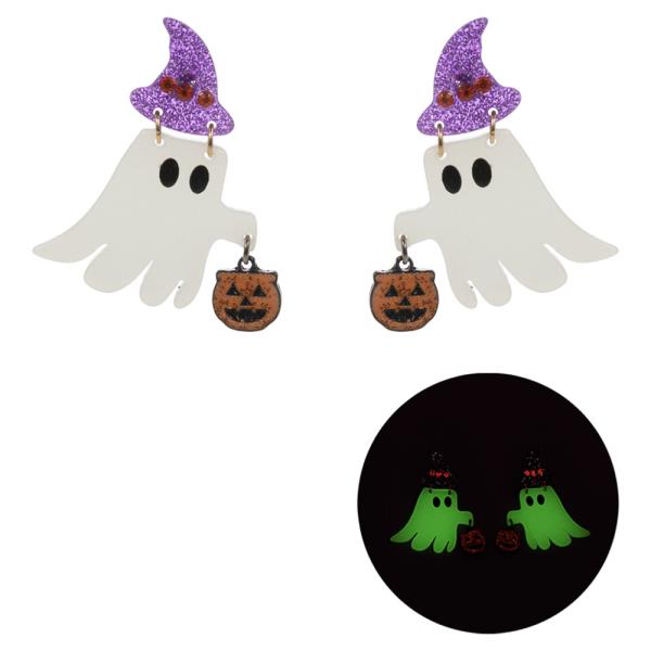 HALLOWEEN GHOST SHAPED GLOW IN THE DARK EARRING