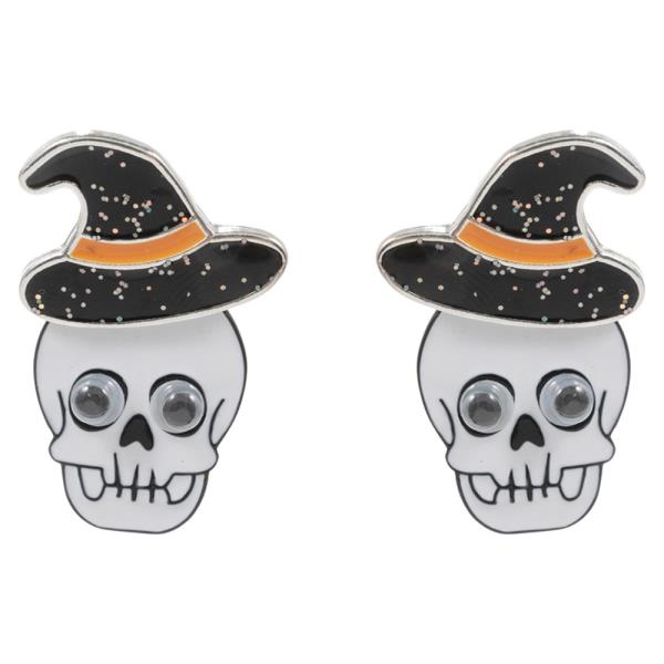 HALLOWEEN  SKULL WITH TRICK OR TREAT EARRING