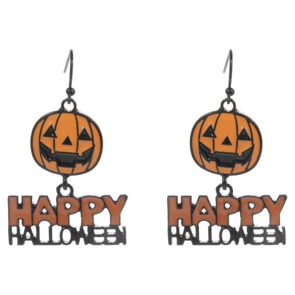 HAPPY HALLOWEEN WITH PUMPKIN DROP EARRING