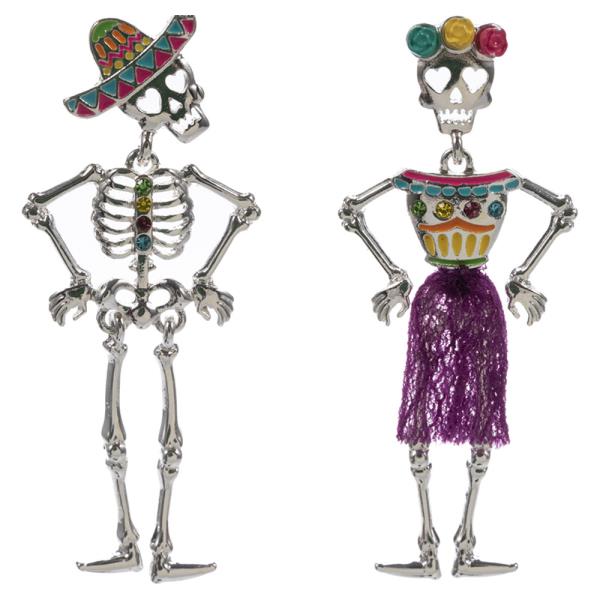HALLOWEEN SKELETON COUPLE POST DANGLE EARRING