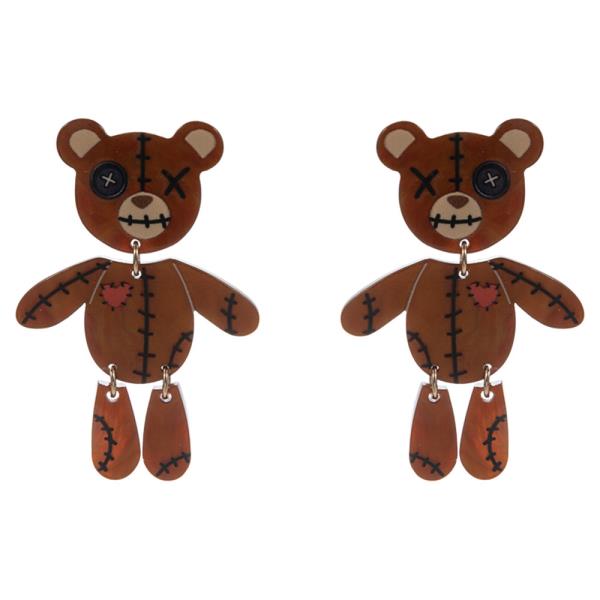 HALLOWEEN TEDDY BEAR SHAPED VOODOO DOLL EARIRNG