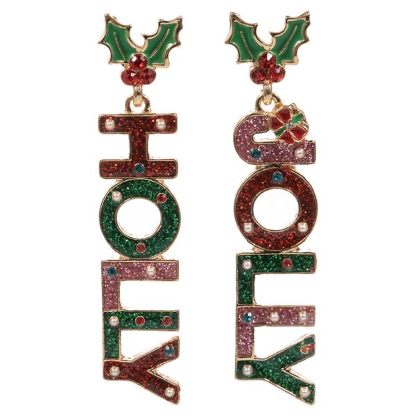 CHRISTMAS HOLLY JOLLY  DROP EARRING