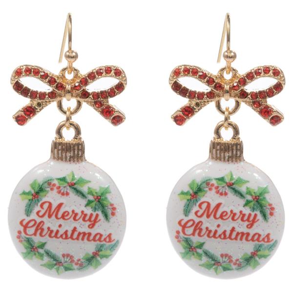 MERRY CHRISTMAS DANGLE ORNAMENT EARRING