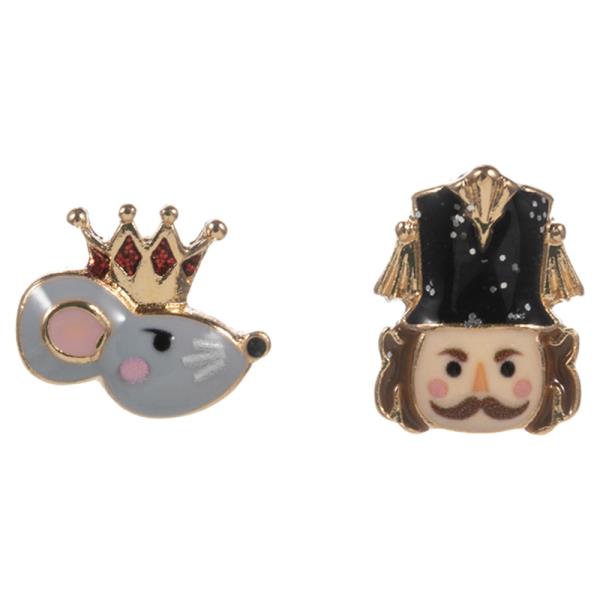 MOUSE KING AND NUTCRACKER POST EARRING