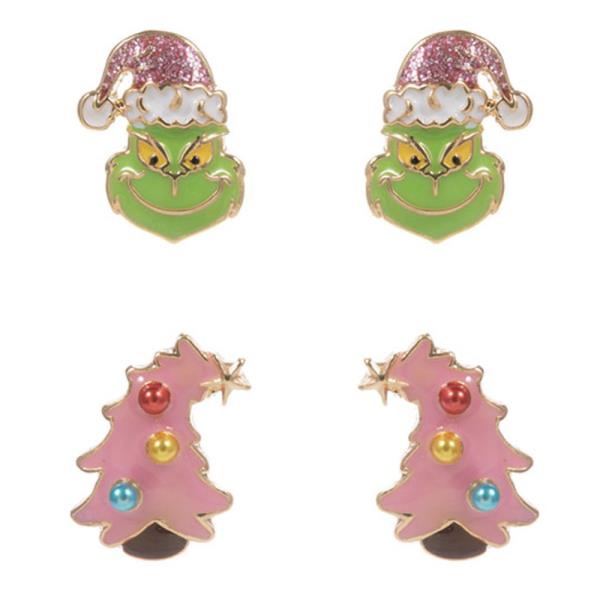 MONSTER W/ CHRISTMAS TREE SET EARRING