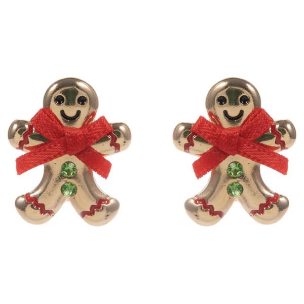 CHRISTMAS GINGERBREAD MAN SHAPED POST EARRING
