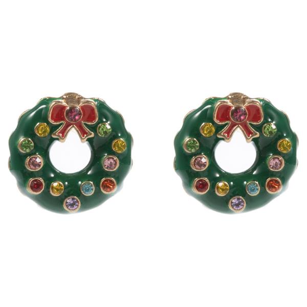 CHRISTMAS WREATH SHAPED POST EARRING