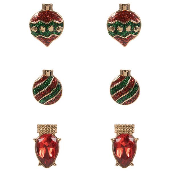 CHRISTMAS ORNAMENT W/ CHRISTMAS LIGHT POST EARRING
