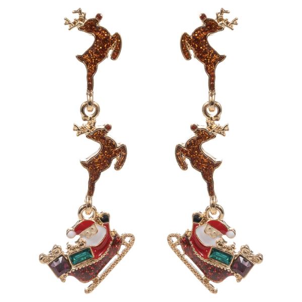 SANTA SLEIGH AND SANTA CLAUS DROP DANGLE EARRING