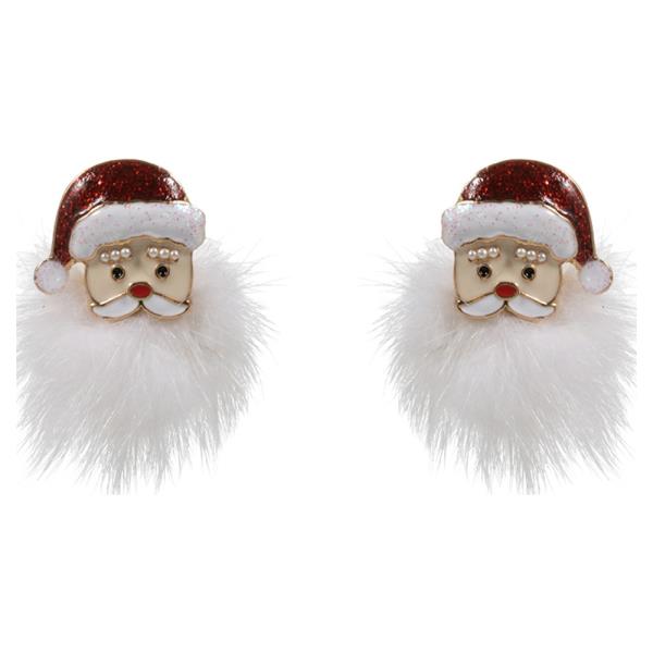 SANTA CLAUS W/ FUR POMPOM POST EARRING