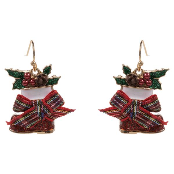 CHRISTMAS BOOTS W/ RIBBON DANGLE EARRING