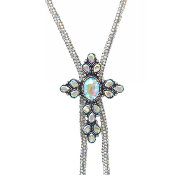 WESTERN SEMI STONE GLITTER CORD BOHO NECKLACE