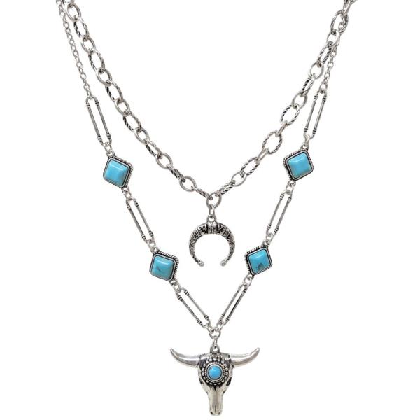 WESTERN MULTI CHAIN SEMISTONE NECKLACE