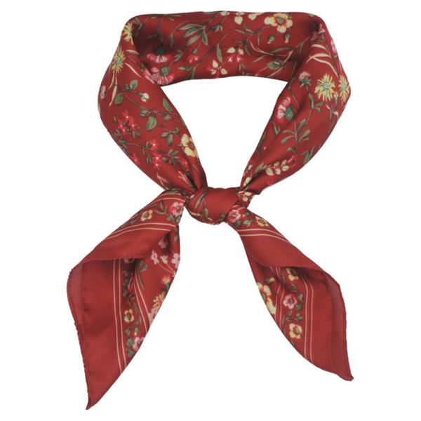 WILDFLOWER GARDEN PRINT SILKY BANDANA SQUARE NECK SCARF