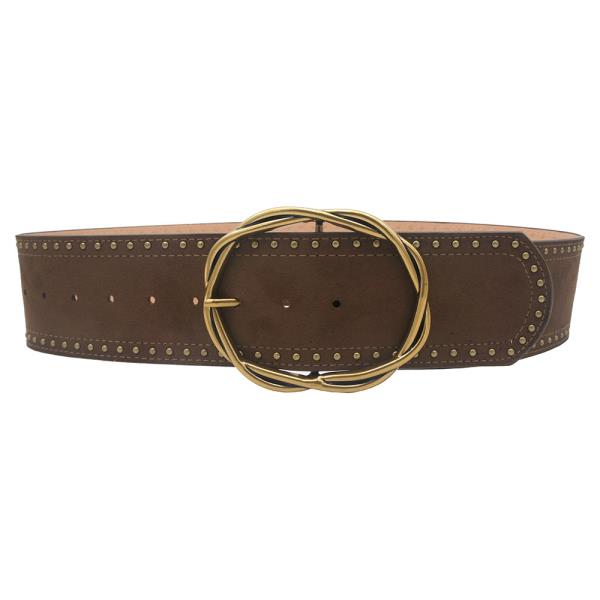 TWIST OVAL BUCKLE STUDDED MICROSUEDE HIP BELT