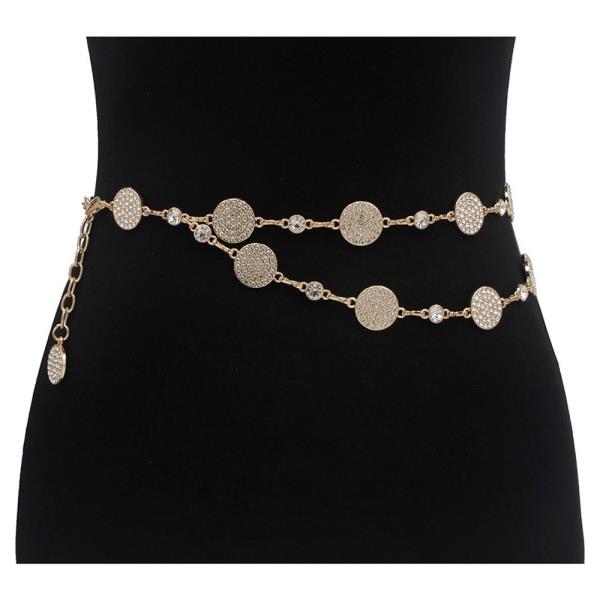 DOT AND PAVE DISC LINK DRAPE CHAIN BELT