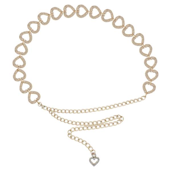 PAVE TEAR HEART CHAIN BELT