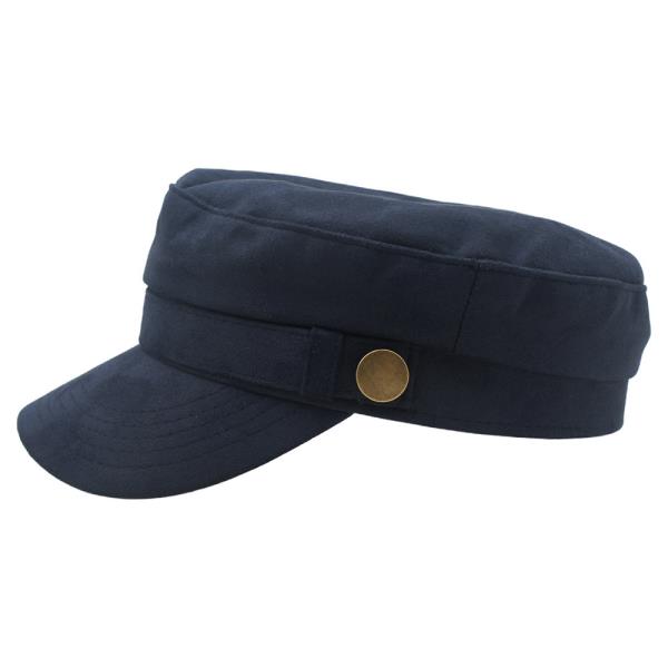 BRASS BUTTON ACCENT MICROSUEDE BAKER BOY HAT