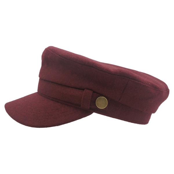 BUTTON ACCENT FAUX WOOL BAKER BOY HAT