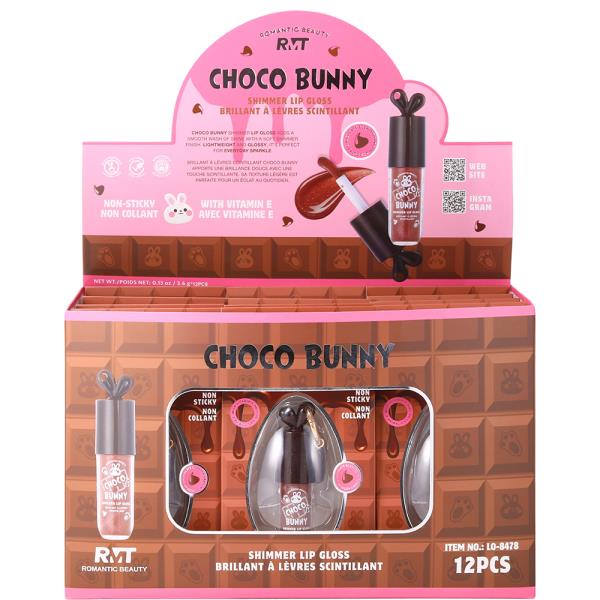 ROMANTIC BEAUTY CHOCO BUNNY SHIMMER LIP GLOSS (12 UNITS)