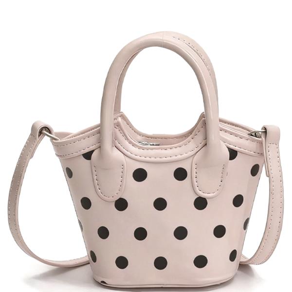 POLKA DOT PRINT TOP HANDLE CROSSBODY TOTE BAG
