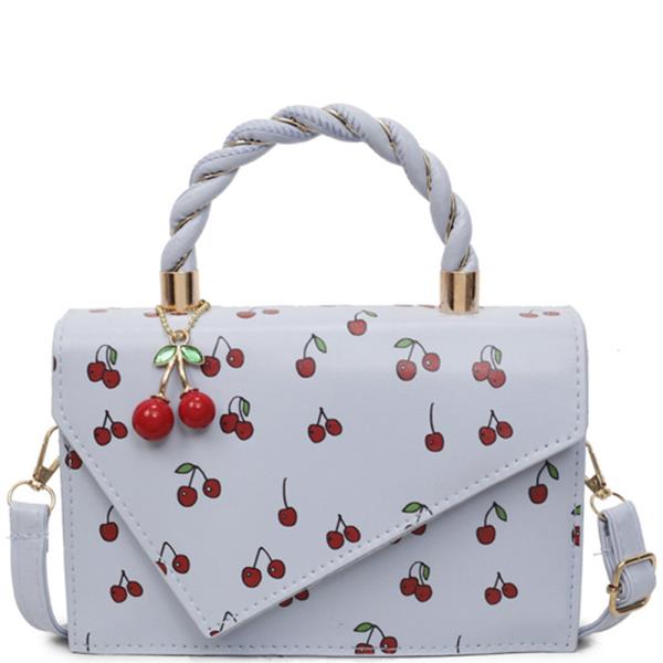 CHERRY PRINT TWIST HANDLE BAG