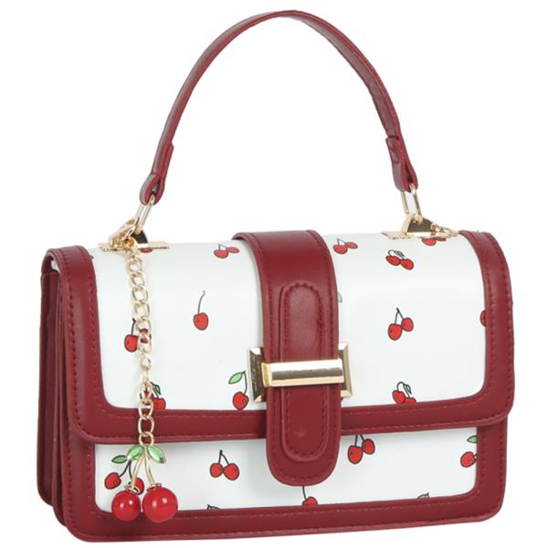 CHERRY PRINT MODERN DESIGN HANDLE BAG