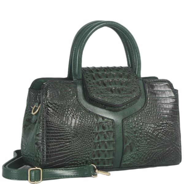 CROC EMBOSSED STRUCTURED SATCHEL BAG