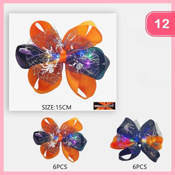 HALLOWEEN LED LIGHT UP HAIR BOW (12 UNITS)