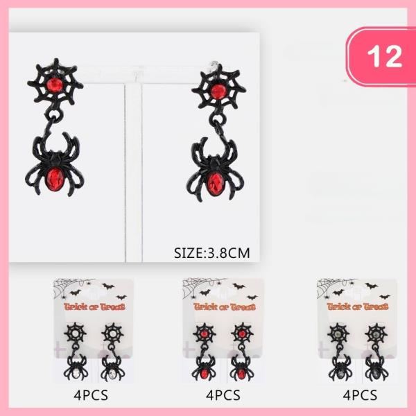 HALLOWEEN SPIDER DANGLE EARRING (12 UNITS)