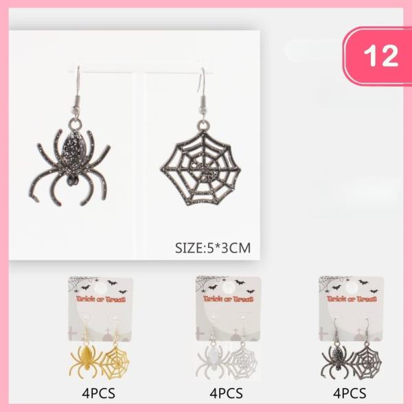 HALLOWEEN SPIDER DANGLE EARRINGS (12 UNITS)