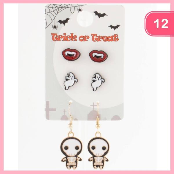 HALLOWEEN POST DANGLE EARRING SET (12 UNITS)