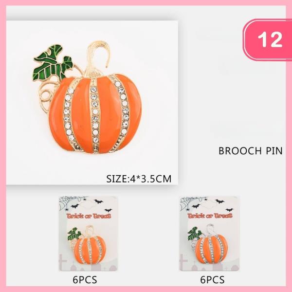 HALLOWEEN RHINESTONE PUMPKIN BROOCH (12 UNITS)