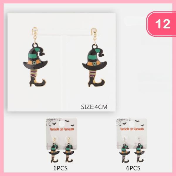 HALLOWEEN WITCH HAT SHOE DANGLE EARRING (12 UNITS)