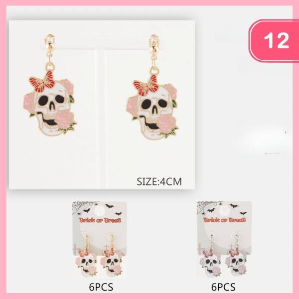 HALLOWEEN SKULL DANGLE EARRING (12 UNITS)