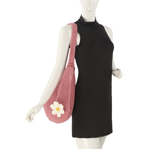 DAISY DETAIL DESIGN SHOULDER HOBO BAG