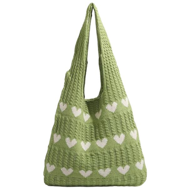 HEART PATTERN TEXTURED SHOULDER HOBO BAG