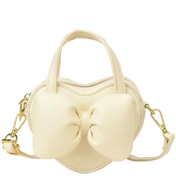 HEART SHAPE BOW DESIGN HANDLE CROSSBODY BAG