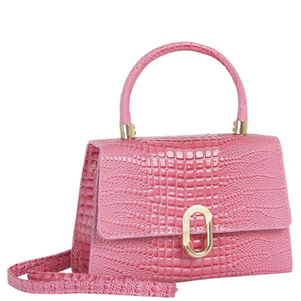 CROC FLAP DESIGN HANDLE SATCHEL BAG