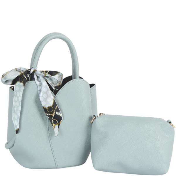 2IN1 TEXTURED SCARF HANDLE TOTE BAG W POUCH SET
