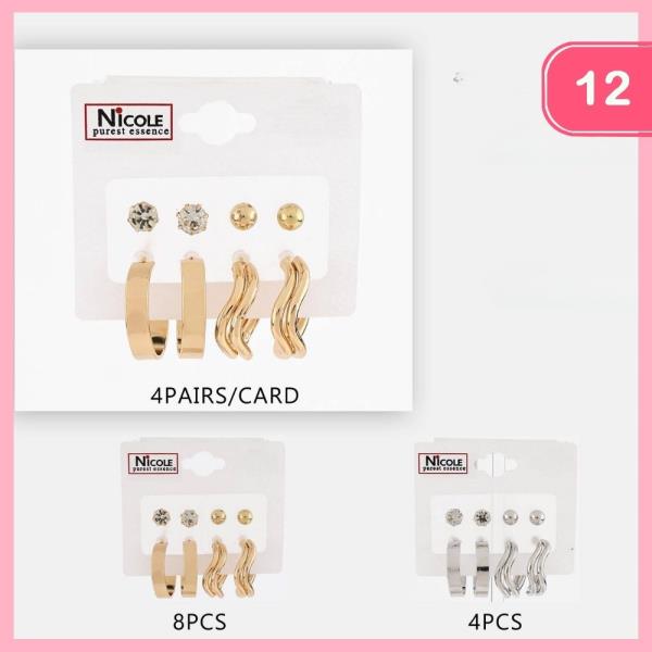 METAL POST HOOP EARRING SET (12 UNITS)
