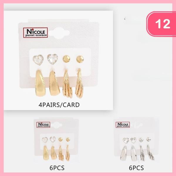 POST HOOP DANGLE EARRINGS SET (12 UNITS)