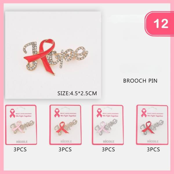 HOPE RIBBON BREAST CANCER AWARENESS BROOCH (12 UNITS)