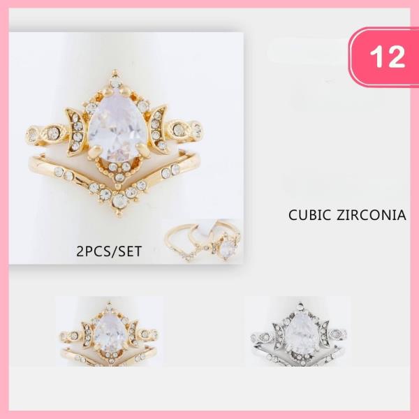 PEAR CUT CZ 2 PC STACKING RING (12 UNITS)
