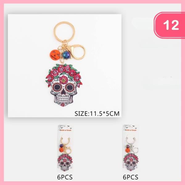HALLOWEEN SKULL KEYCHAIN (12 UNITS)