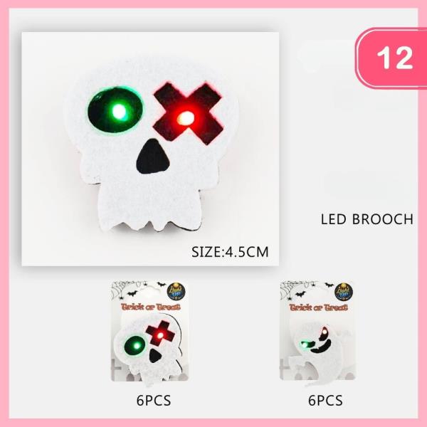 HALLOWEEN LED SKULL GHOST BROOCH (12 UNITS)