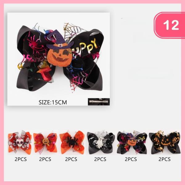 HALLOWEEN RIBBON HAIR BOW (12 UNITS)