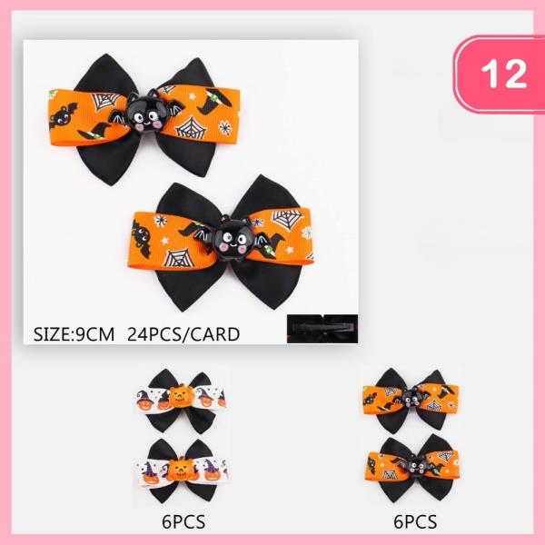 HALLOWEEN RIBBON HAIR BOW (12 UNITS)